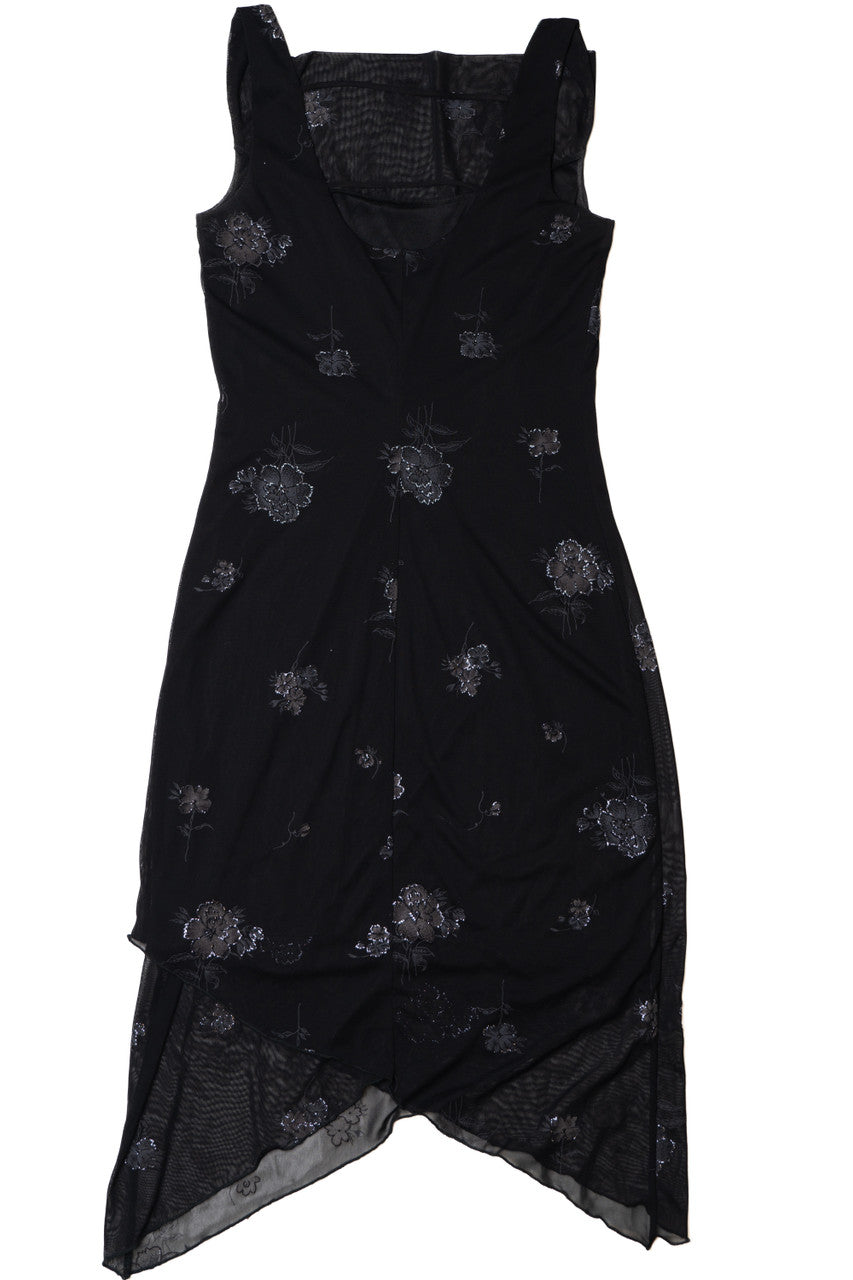 Vintage Floral Black Strappy Back Detail Byer Too! Dress