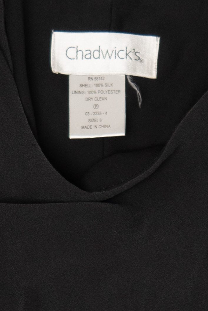 Vintage Black Chadwicks Ruffled Hem Midi Dress (1990s)