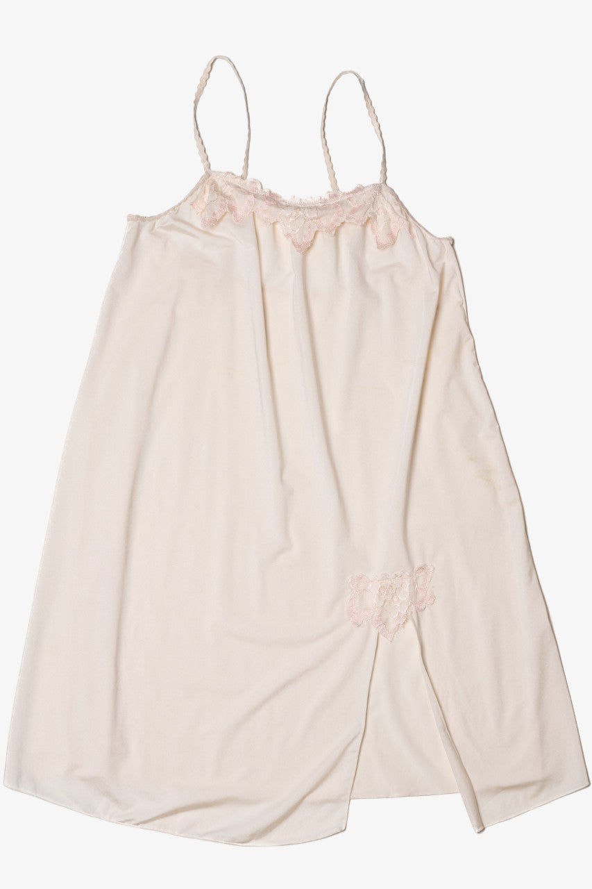 Vintage Lace Lined Thigh Slit Slip Dress