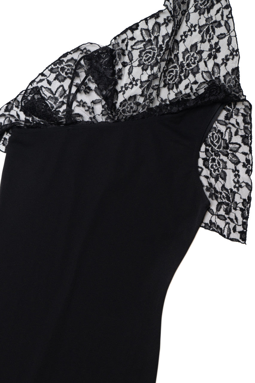 Vintage Lacey Flutter Sleeve French Curve Dress