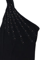 Vintage One Shoulder Bedazzled City Triangles Maxi Dress
