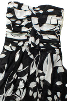 Black & White Leaves Strapless Dress