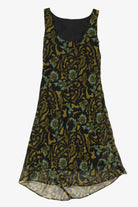 Vintage Green Blue Floral Midi Dress (2000s)