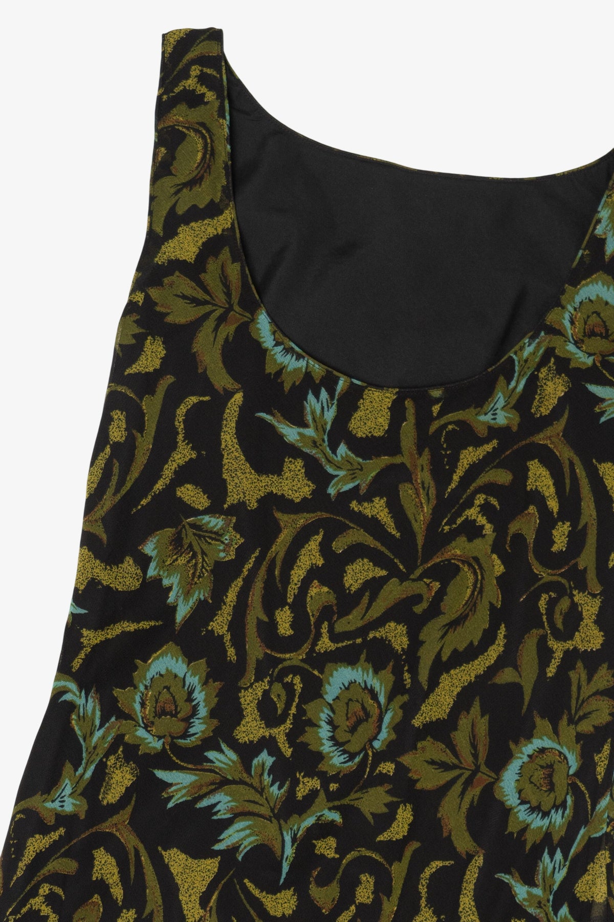 Vintage Green Blue Floral Midi Dress (2000s)