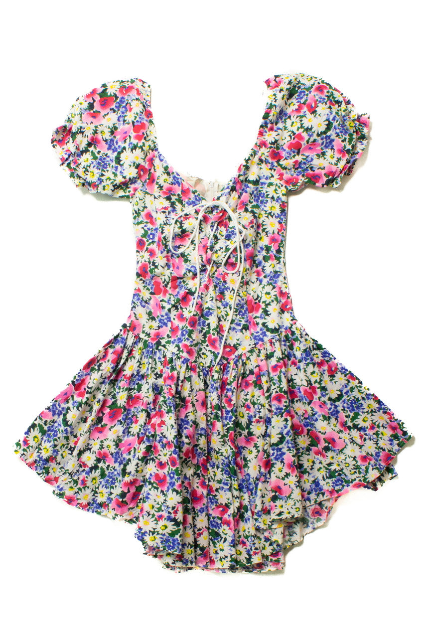 Vintage Puff Sleeve Floral Dress