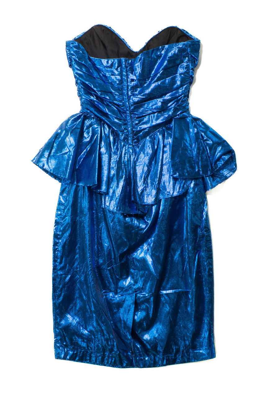 Vintage LA Glo Metallic Strapless Dress