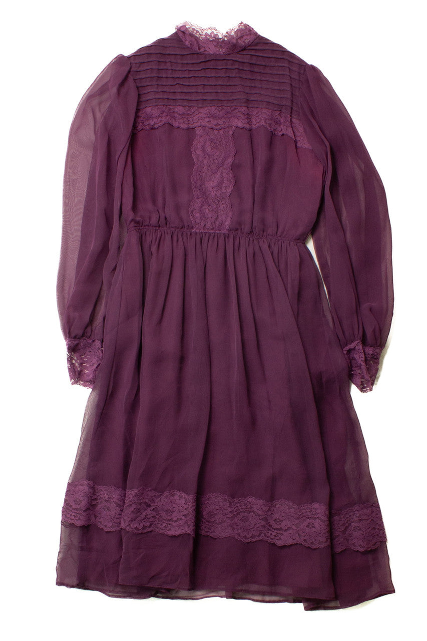 Vintage Purple Lace Prairie Dress