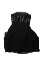 Bill Levkoff Black Sequin Strapless Dress
