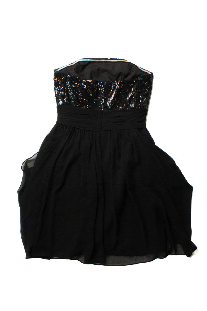 Bill Levkoff Black Sequin Strapless Dress