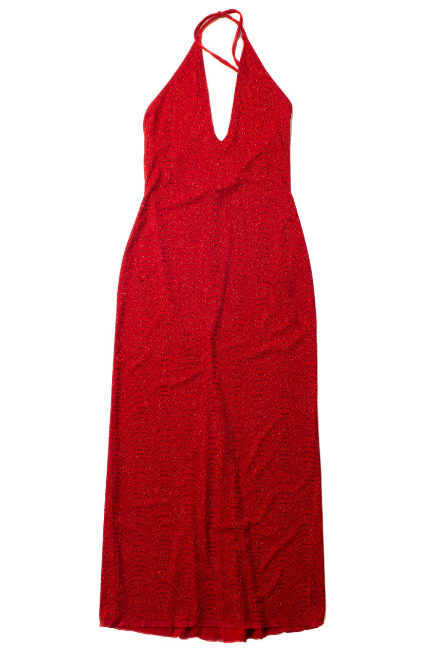 Jessica McClintock Red Tie Halter Dress