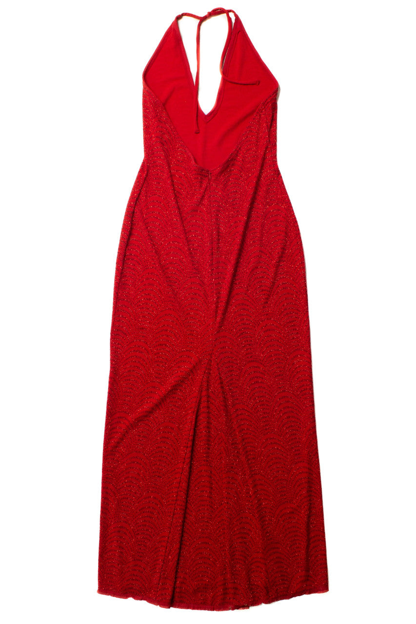 Jessica McClintock Red Tie Halter Dress