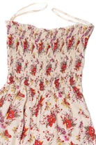 Vintage Floral Shirred Top Lightweight Jumpsuit Dress
