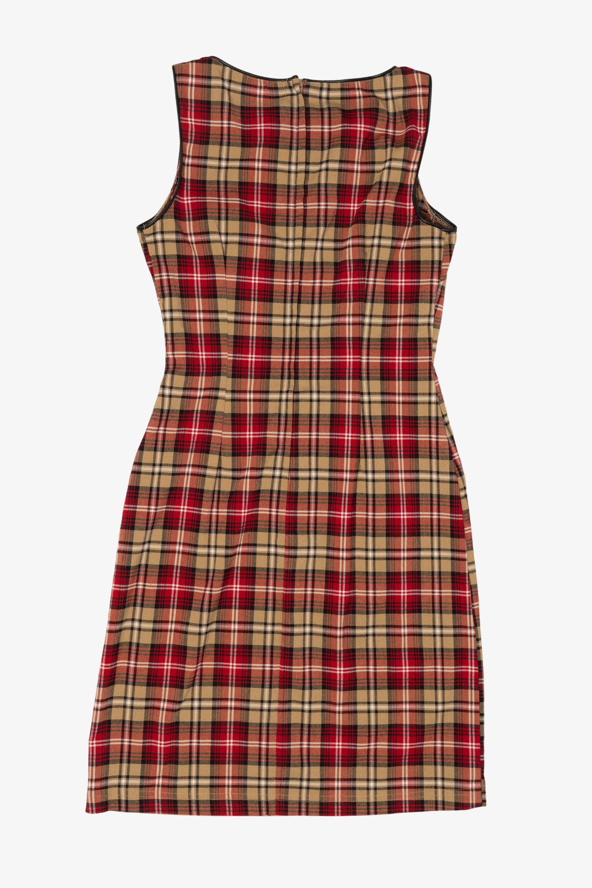 Vintage Red Plaid Sleeveless Midi Dress (1990s)