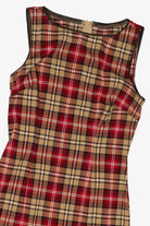 Vintage Red Plaid Sleeveless Midi Dress (1990s)