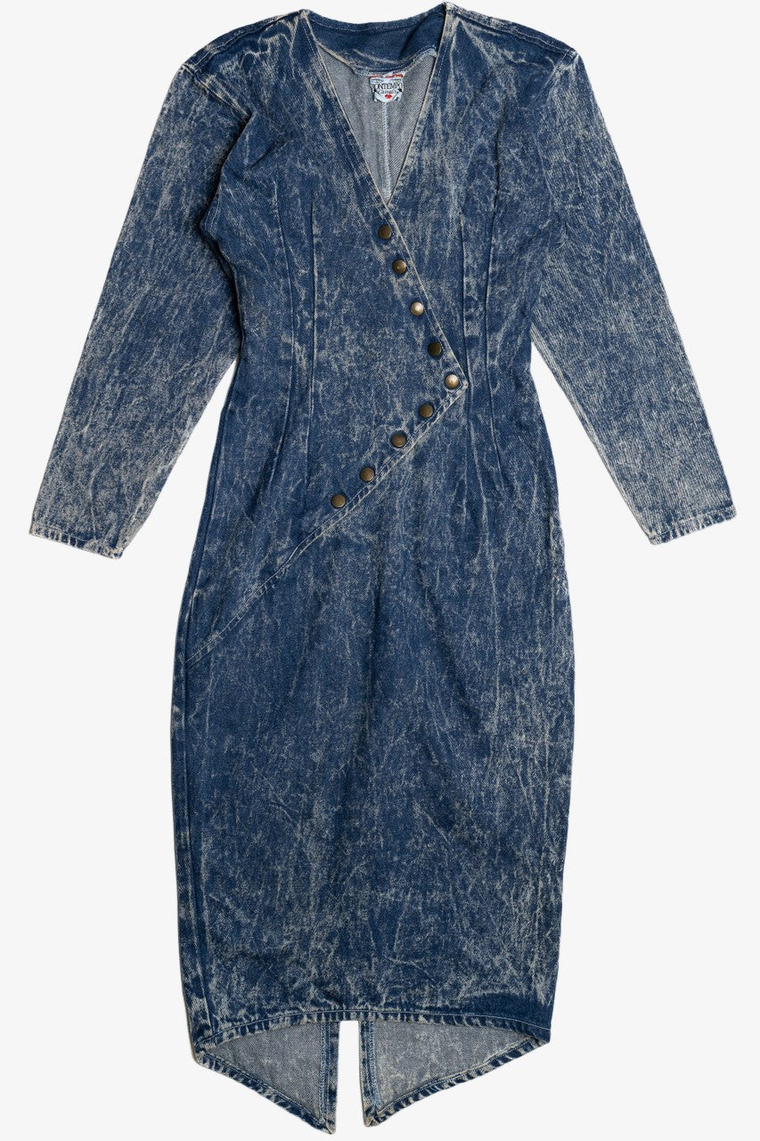 Vintage Acid Wash Denim Snap Button Contempo Casuals Dress Vintage Acid Wash Denim Snap Button Contempo Casuals Dress
