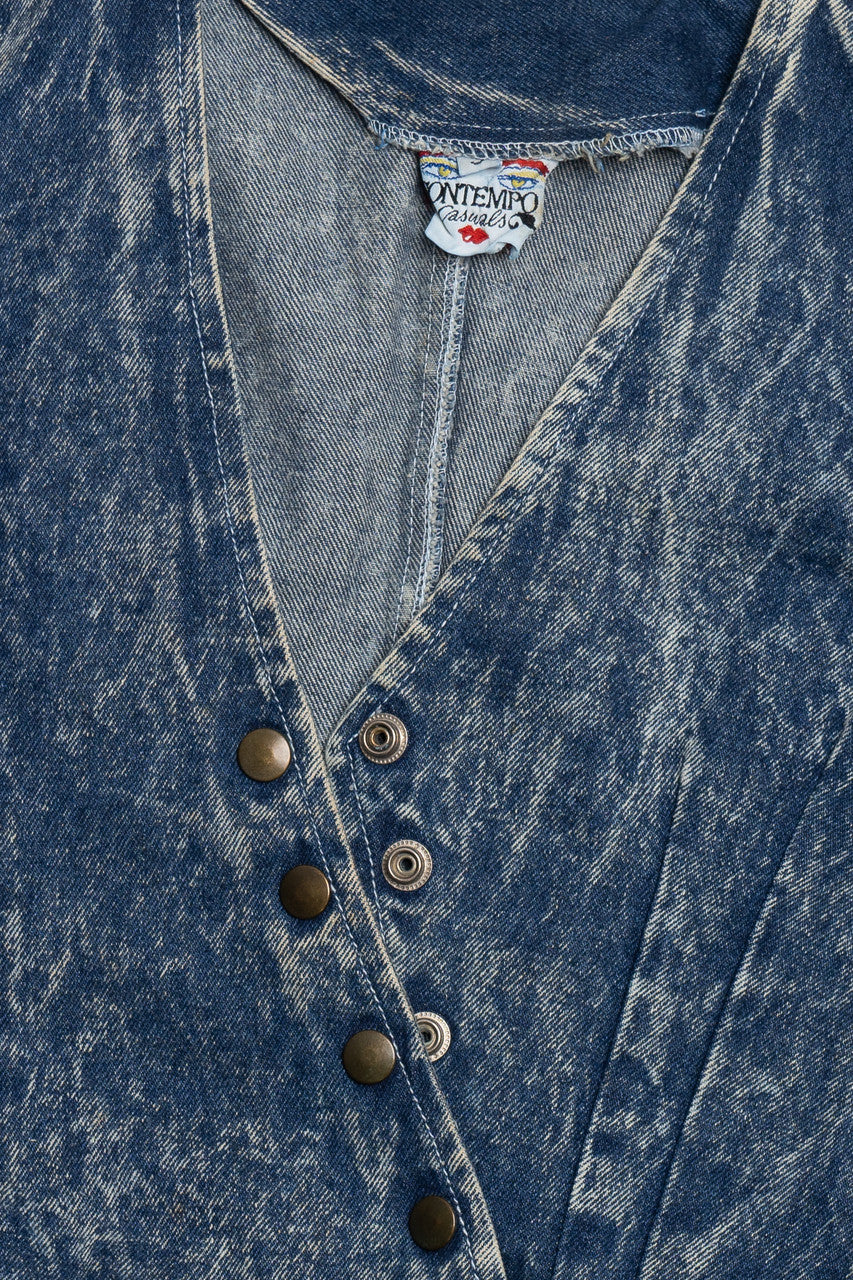 Vintage Acid Wash Denim Snap Button Contempo Casuals Dress Ragstock Vintage Acid Wash Denim Snap Button Contempo Casuals Dress Ragstock