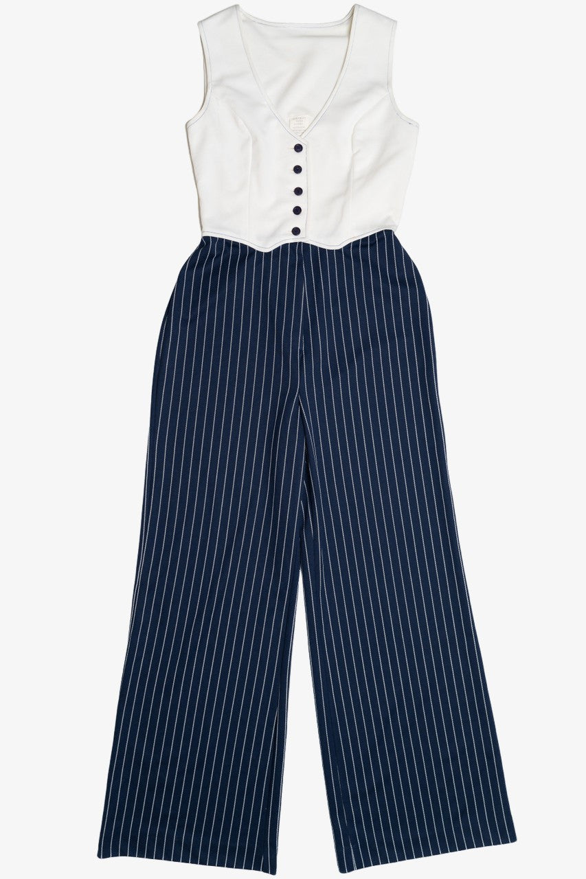 Vintage Hey Sailor! Navy Pinstripe Jumpsuit