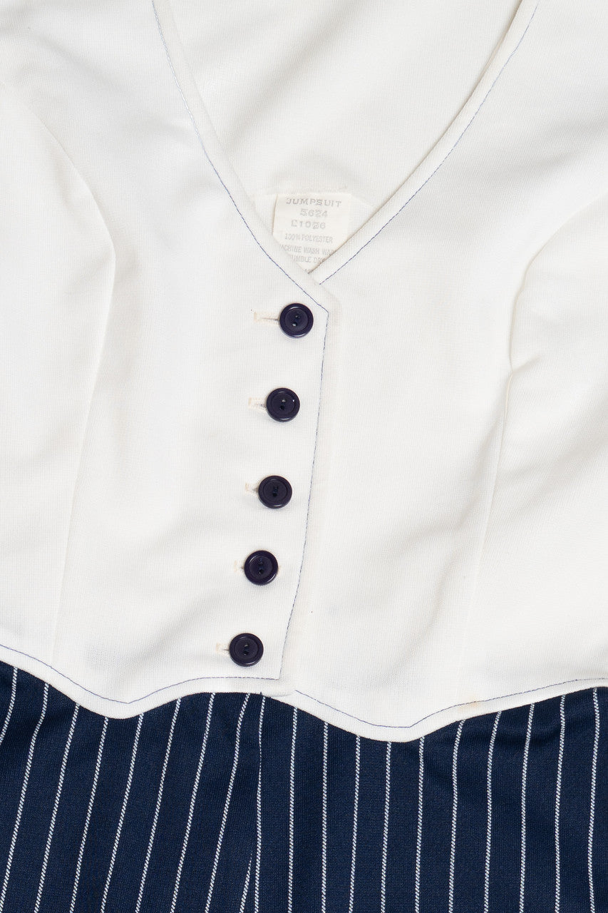 Vintage Hey Sailor! Navy Pinstripe Jumpsuit