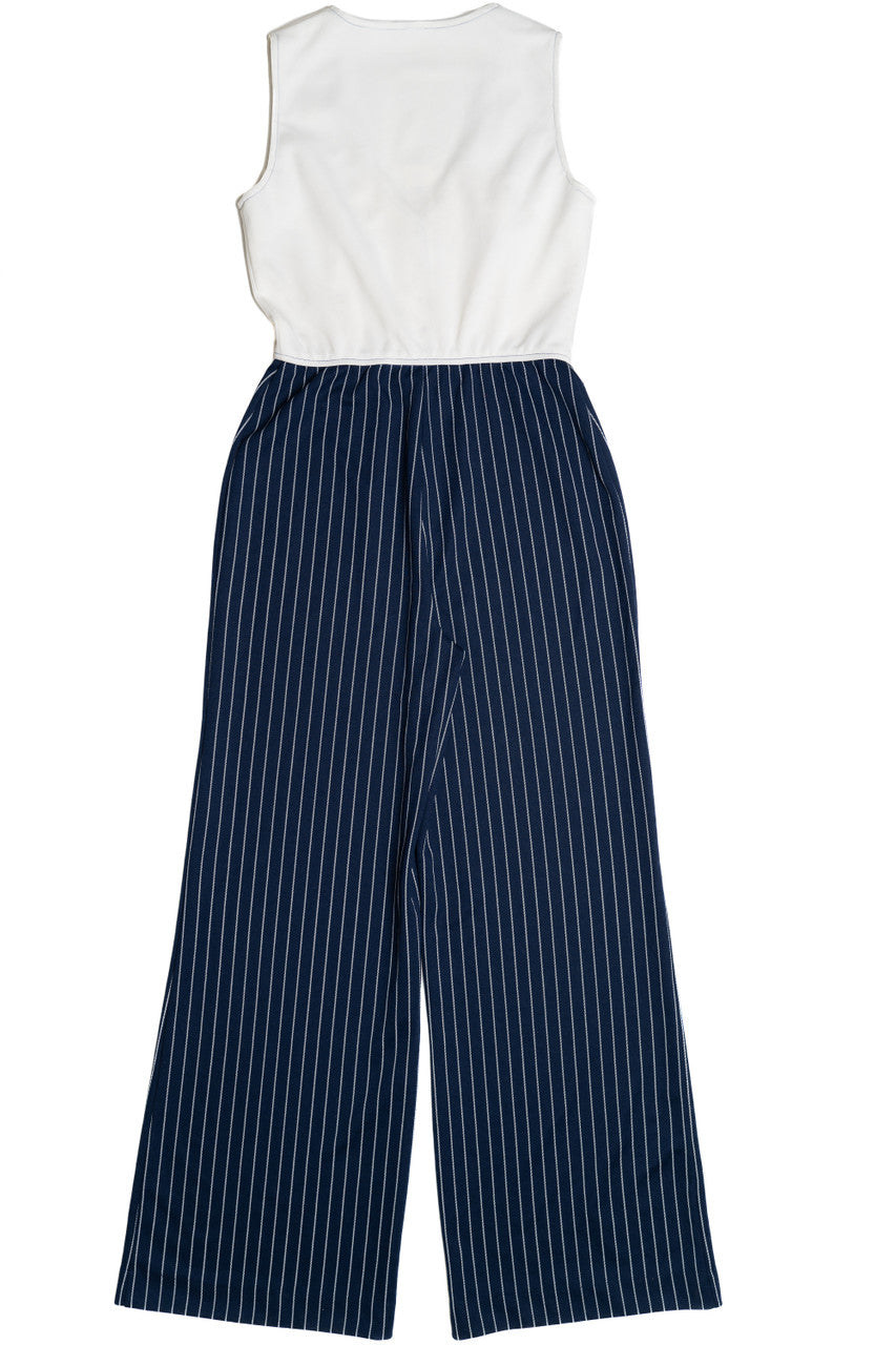 Vintage Hey Sailor! Navy Pinstripe Jumpsuit