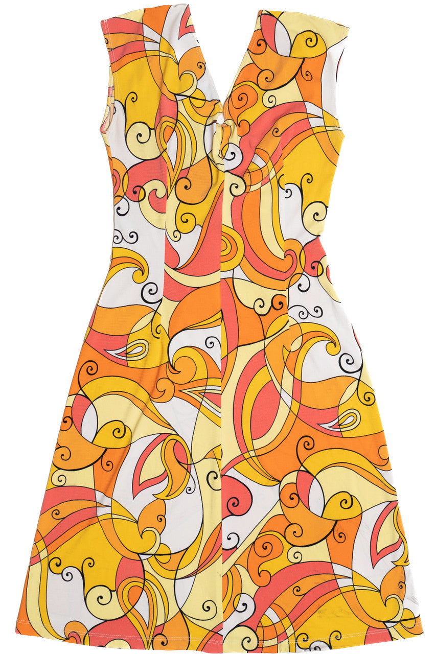 Vintage Groovy Bright Spiral Dress