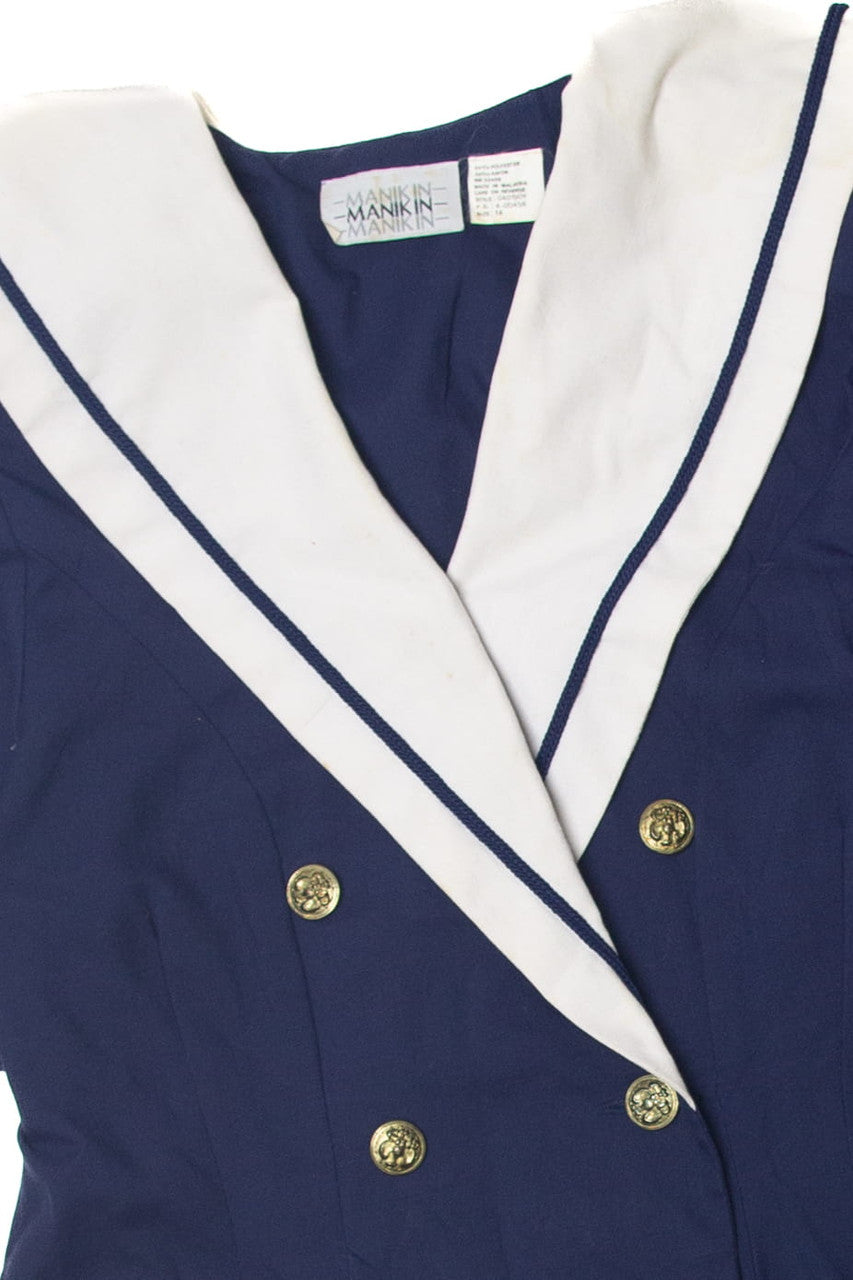 Vintage Navy Blue Sailor Dress