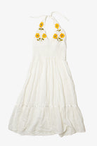 Vintage  Sunflower Embroidered Strapless Beach Dress