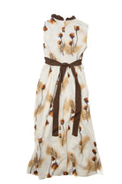 Recycled White And Brown Flowers Dress