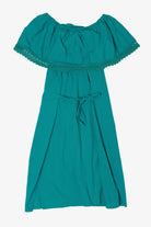Vintage Turquoise Mexican Huipil Style Embroidered Dress (2000s)