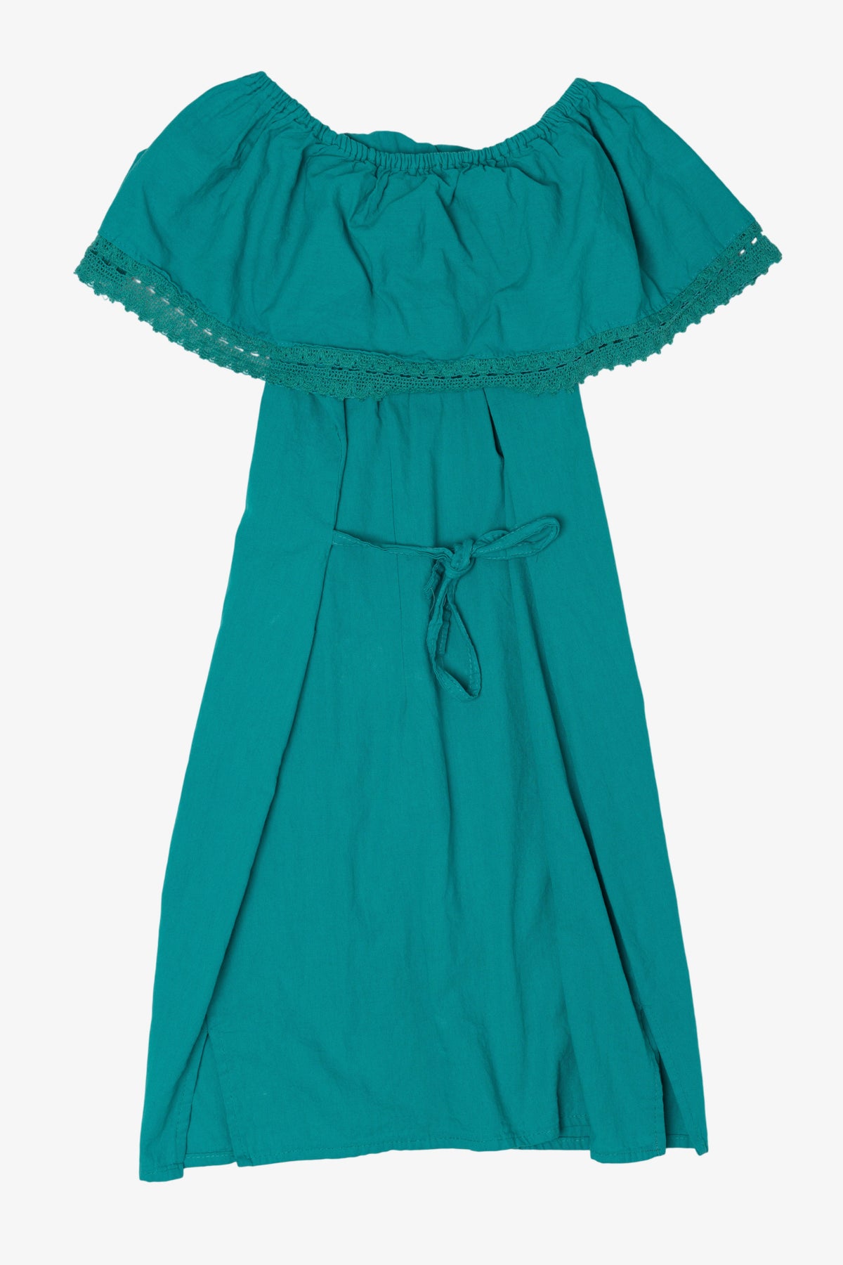 Vintage Turquoise Mexican Huipil Style Embroidered Dress (2000s)