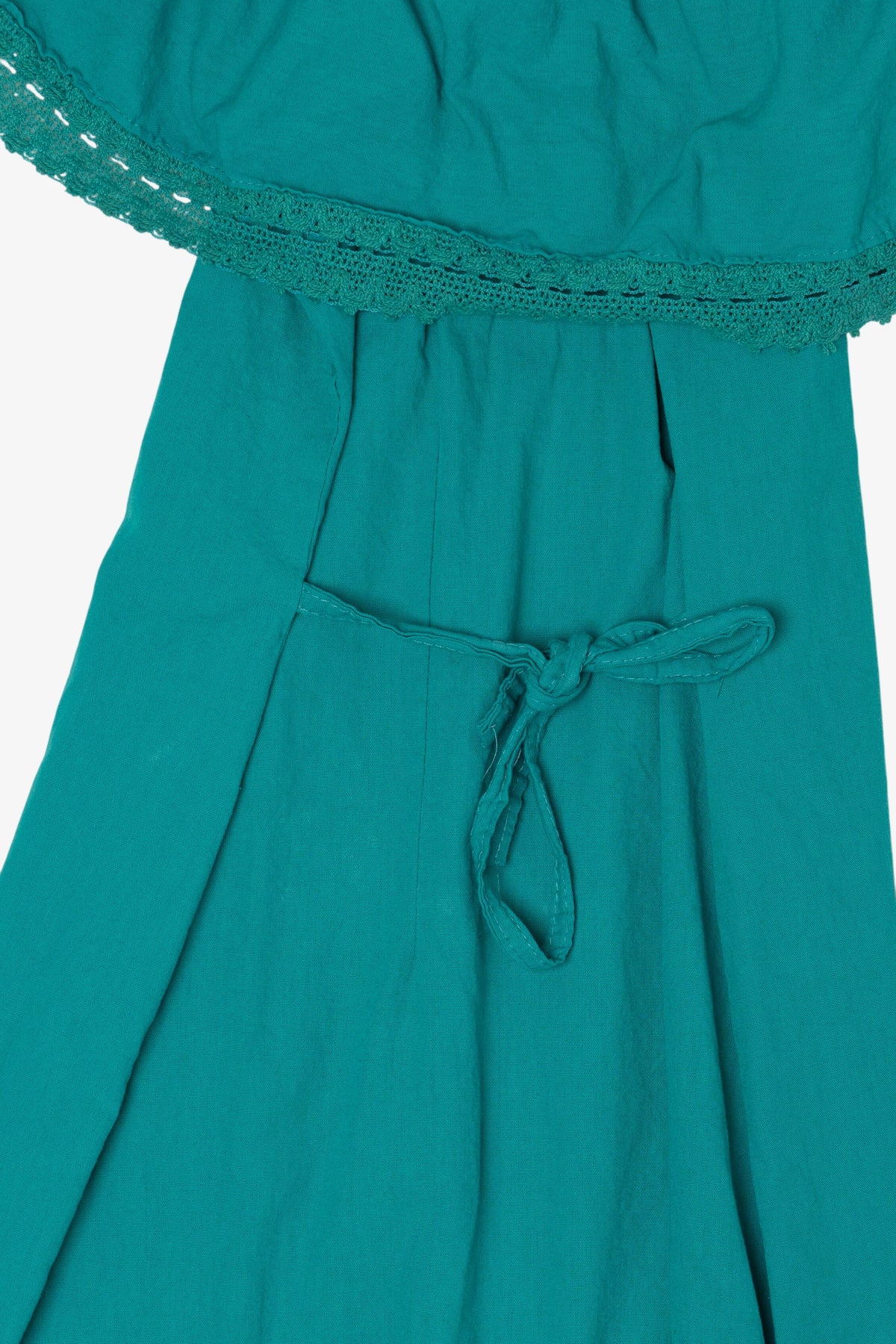 Vintage Turquoise Mexican Huipil Style Embroidered Dress (2000s)
