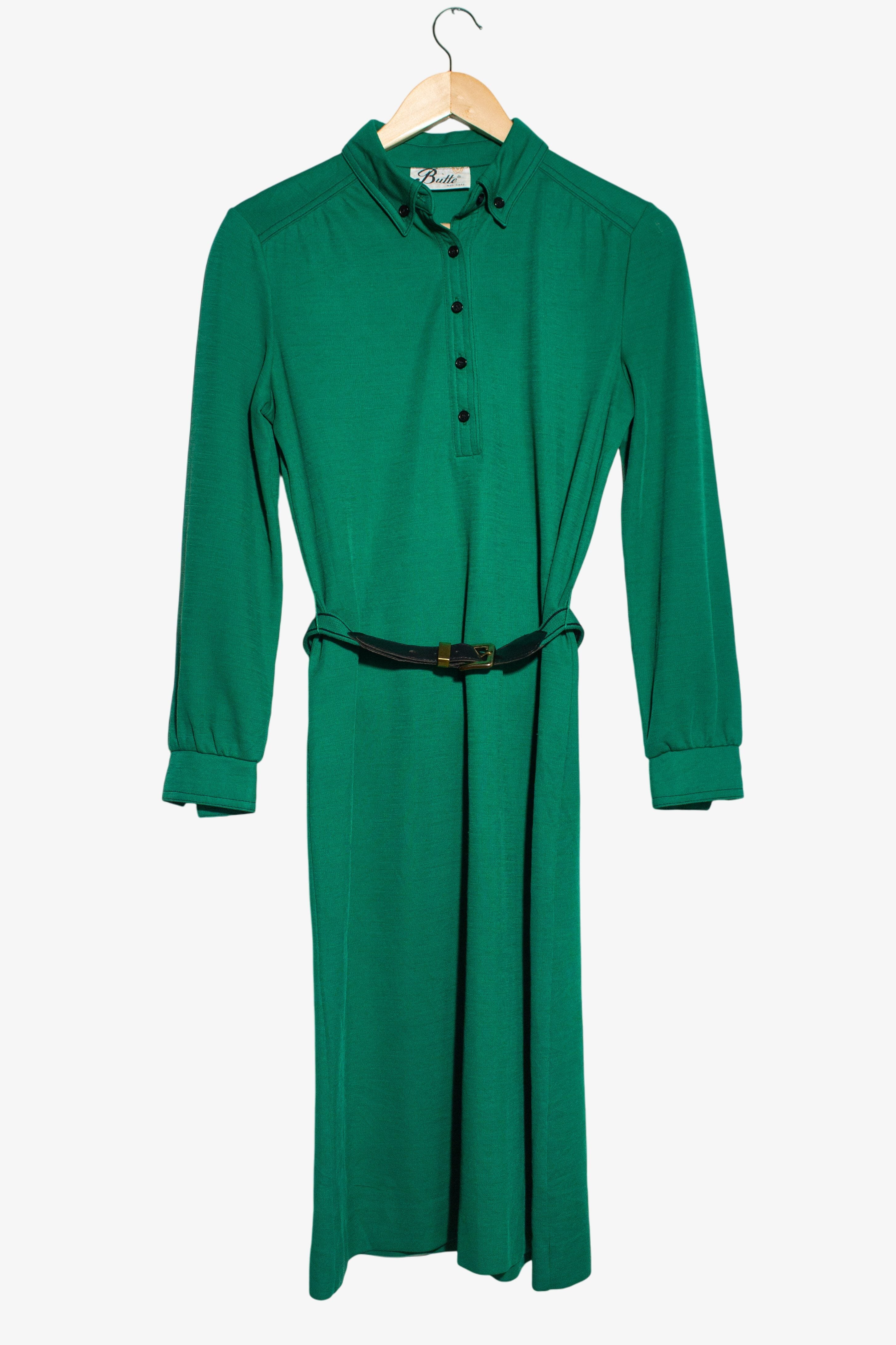 Vintage Green Polo Collar Dress (1970s)