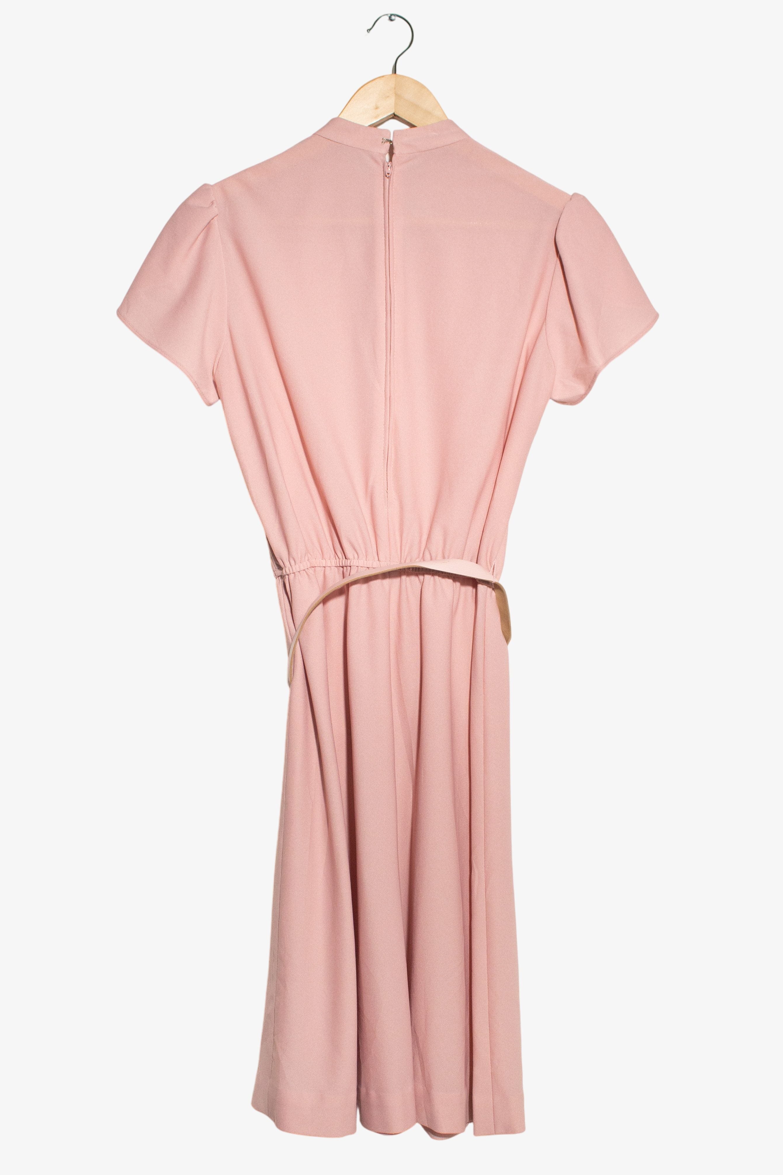 Vintage Pink Ruffle Dress (1970s)