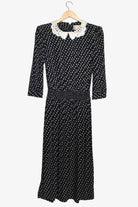 Vintage Karin Stevens Black Floral Maxi Dress (1980s)