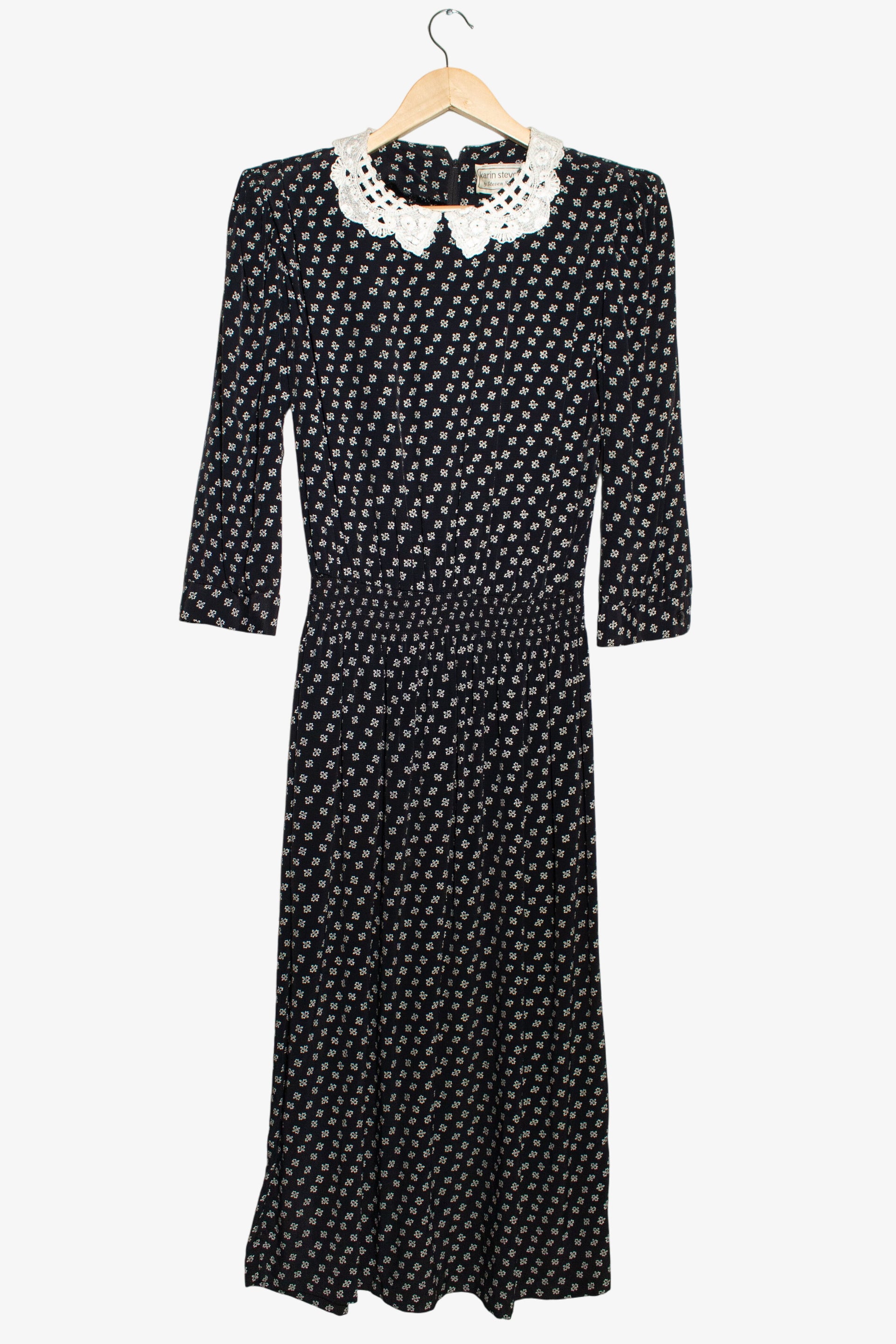 Vintage Karin Stevens Black Floral Maxi Dress (1980s) – Ragstock
