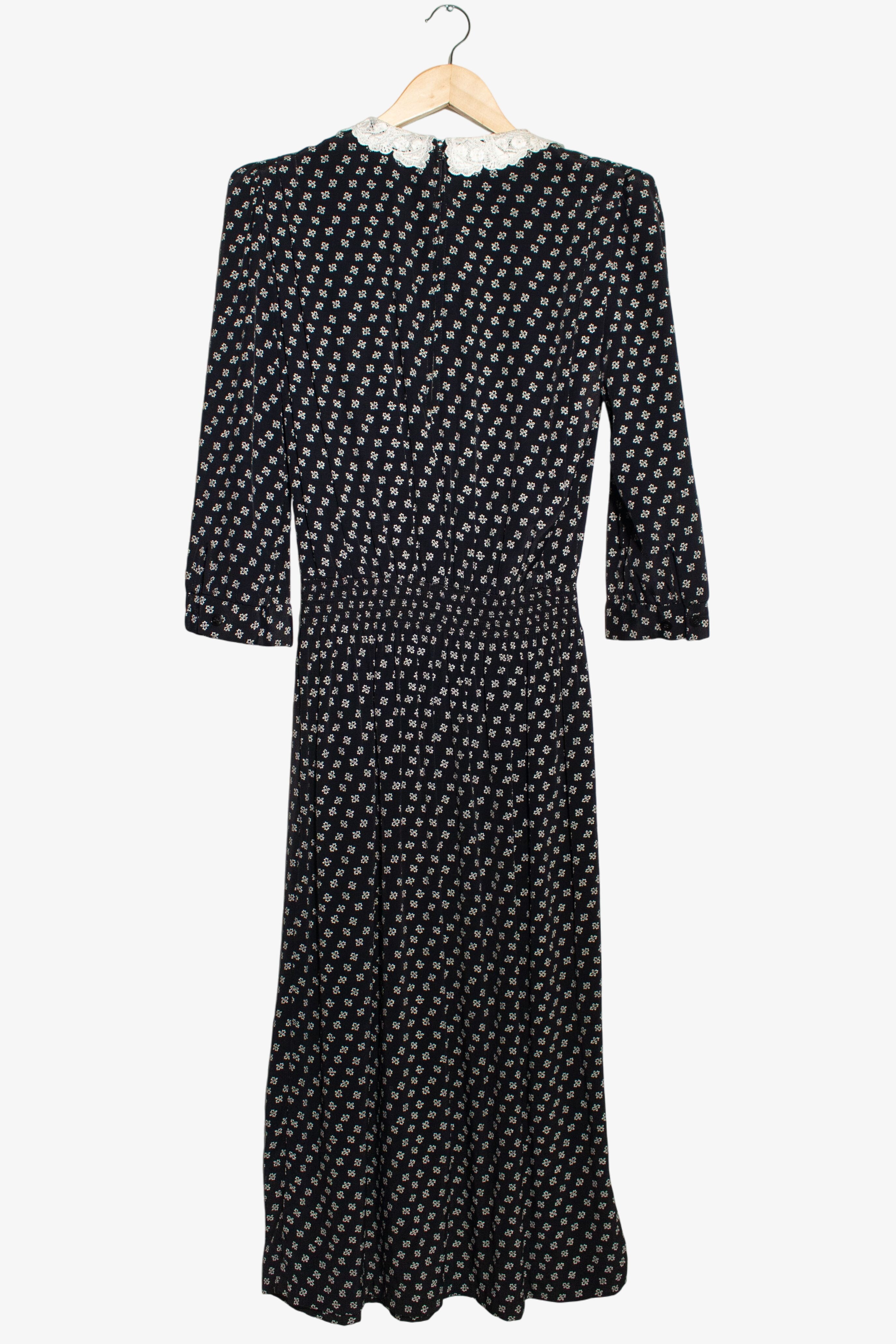 Vintage Karin Stevens Black Floral Maxi Dress (1980s)