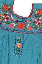 Vintage Turquoise Hand Embroidered Huipil Dress (1990s)