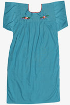 Vintage Turquoise Hand Embroidered Huipil Dress (1990s)