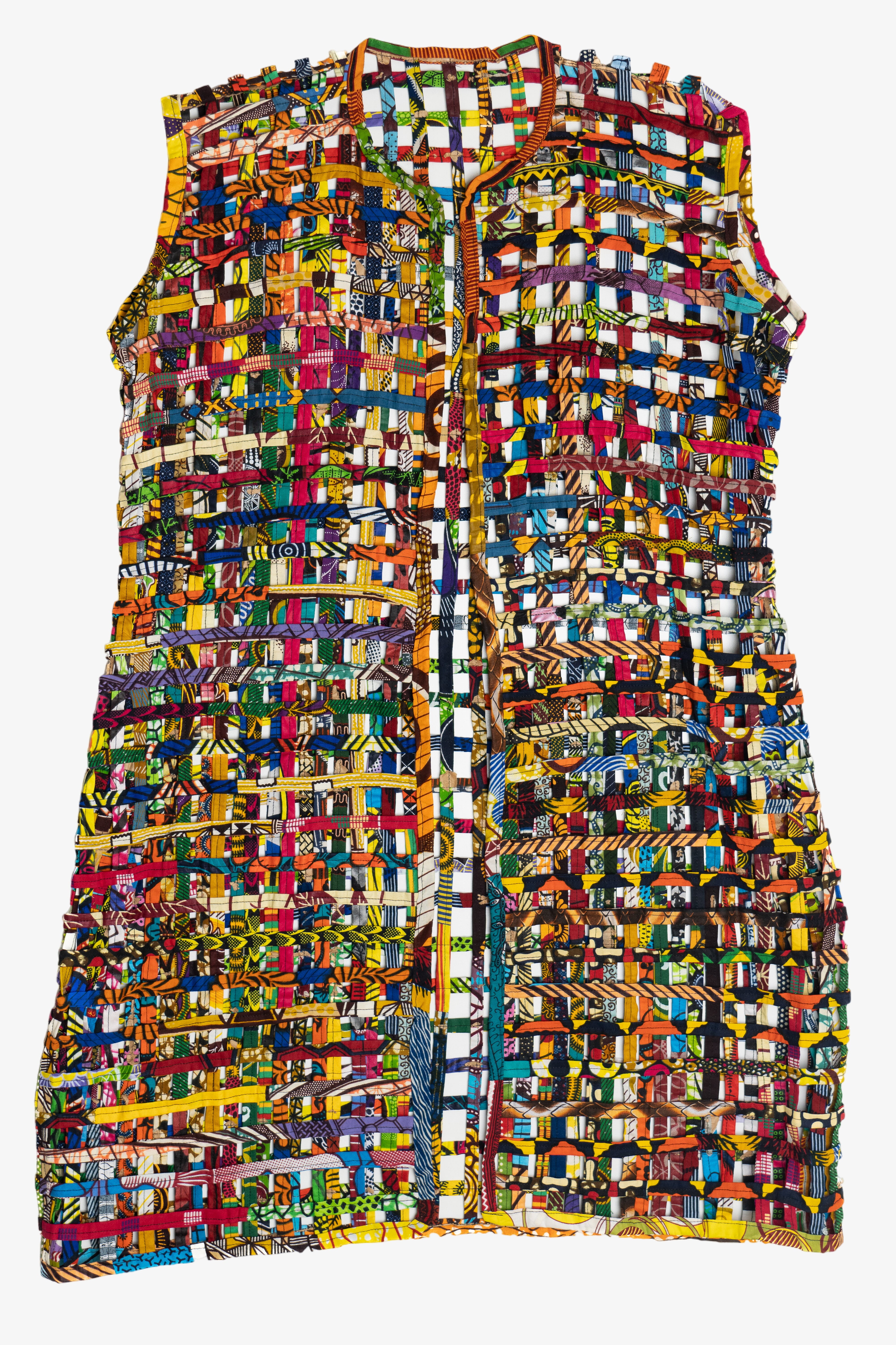 Vintage Open Weave Fiber Art Long Vest (2000s)