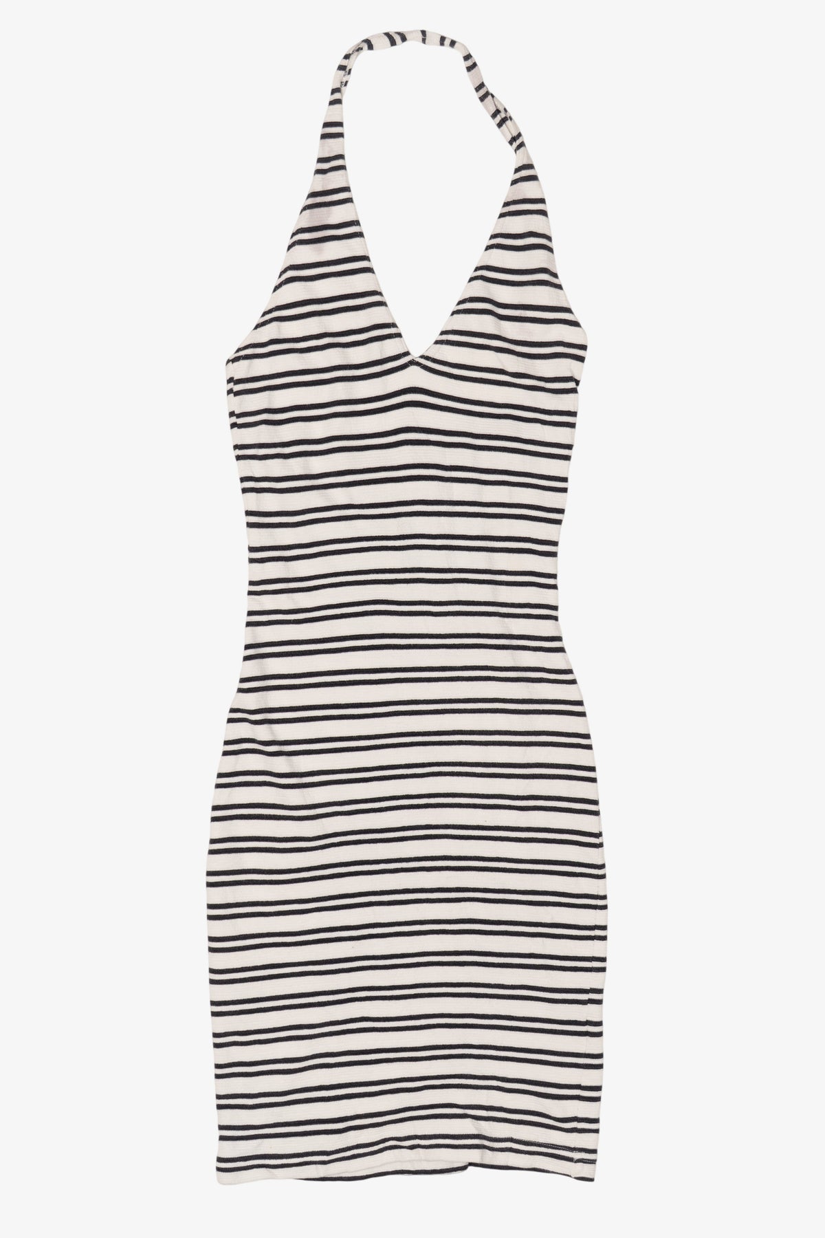 Vintage Nouveau Black And White Striped Halter Dress (1990s)