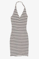 Vintage Nouveau Black And White Striped Halter Dress (1990s)
