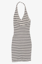 Vintage Nouveau Black And White Striped Halter Dress (1990s)