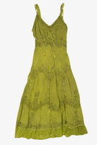 Green Sakkas Bohemian Tiered Embroidered Maxi Dress (2010s)