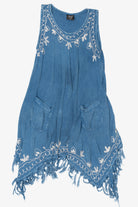 Vintage Embroidered Blue Sleeveless Boho Style Dress (2000s)