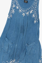 Vintage Embroidered Blue Sleeveless Boho Style Dress (2000s)