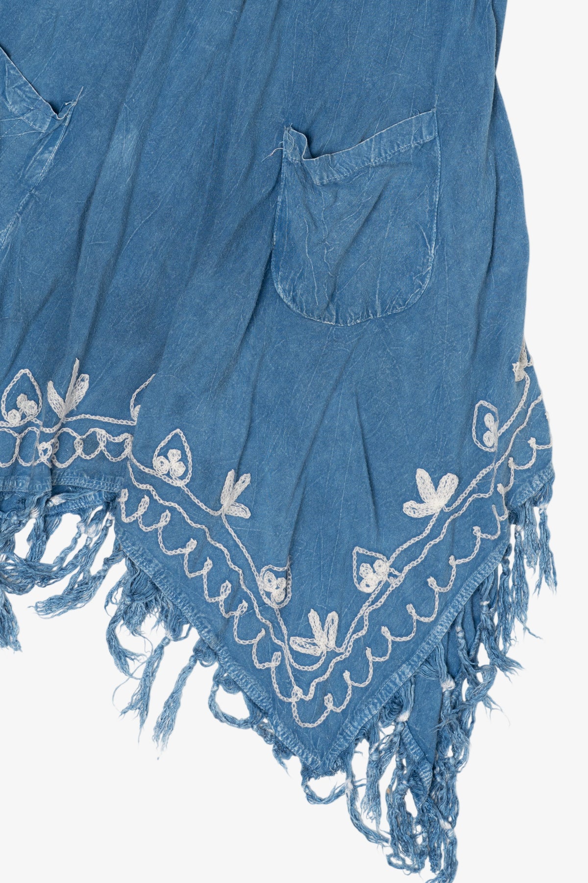 Vintage Embroidered Blue Sleeveless Boho Style Dress (2000s)