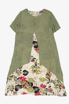 Vintage White Floral And Green Cardigan Dress (1990s)