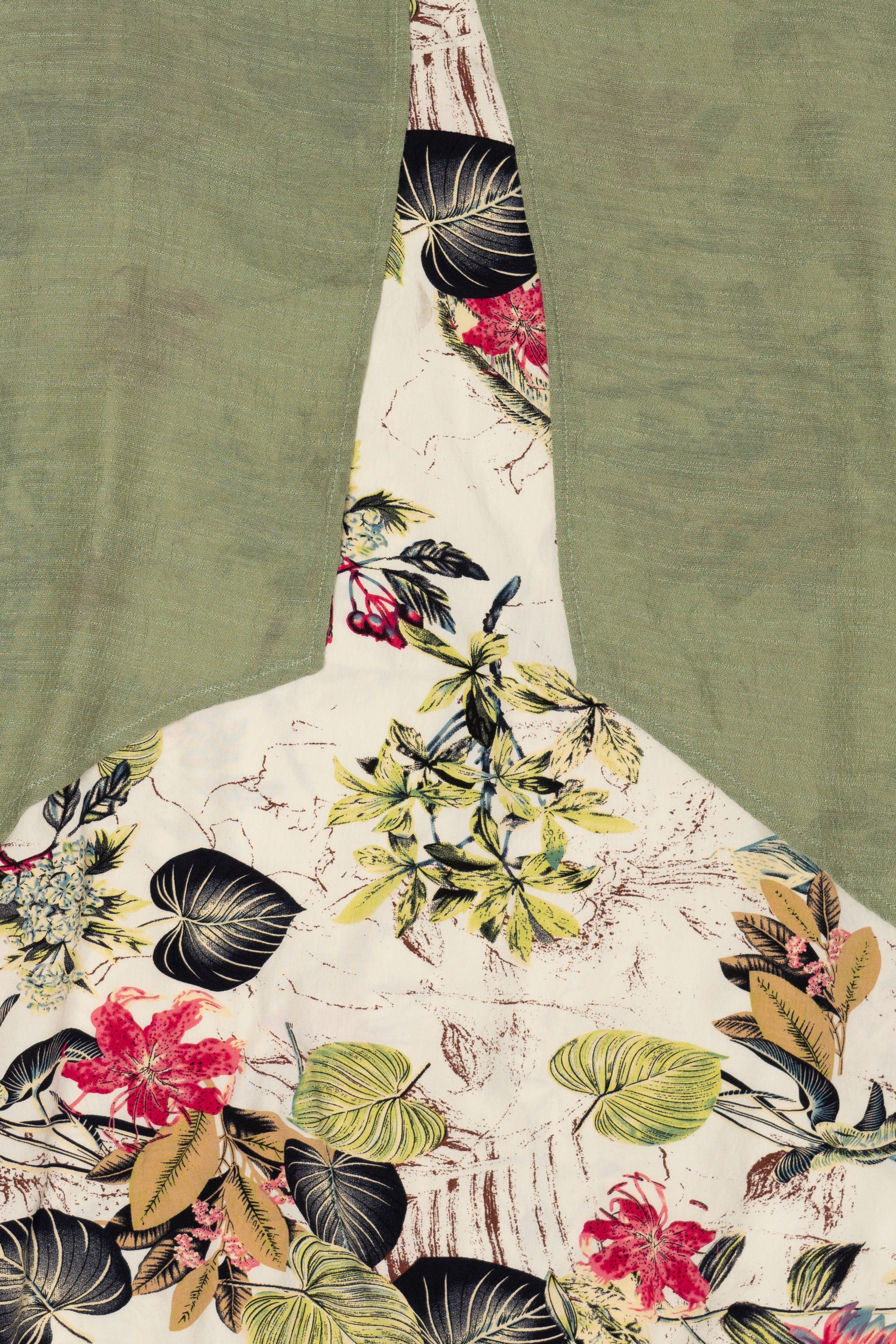 Vintage White Floral And Green Cardigan Dress (1990s)