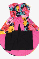 Vintage Hot Pink Floral Darcy ILGWU Union Made Cocktail Party Dress (1980s)