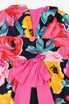 Vintage Hot Pink Floral Darcy ILGWU Union Made Cocktail Party Dress (1980s)