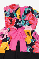 Vintage Hot Pink Floral Darcy ILGWU Union Made Cocktail Party Dress (1980s)